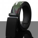 Men White & Brown Printed Autolock Belt