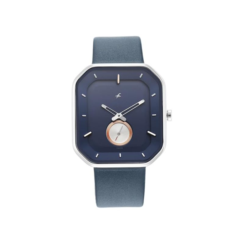 Blue Dial Leather Strap Watch